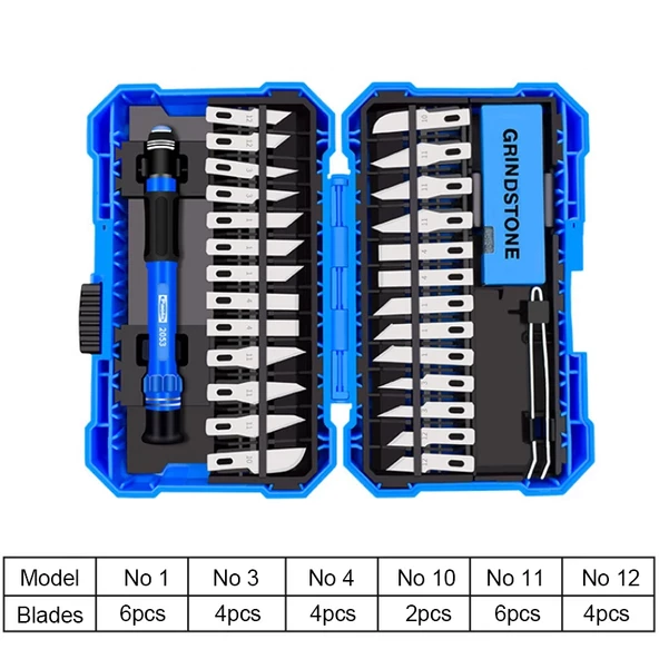 Rekotools-29 Parça Oyma Bıçağı Seti Hassas Kesici Renkli Kolu Neşter Çakı Sanat Kağıt El Aracı