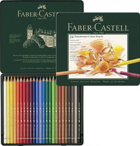 Faber Castell POLYCHROMOS Kuru Boya Kalemi 24 Renk - Resim 2
