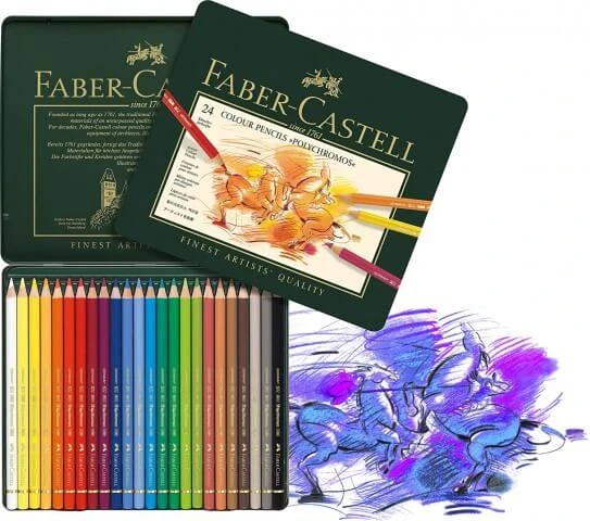 Faber Castell POLYCHROMOS Kuru Boya Kalemi 24 Renk - Resim 3