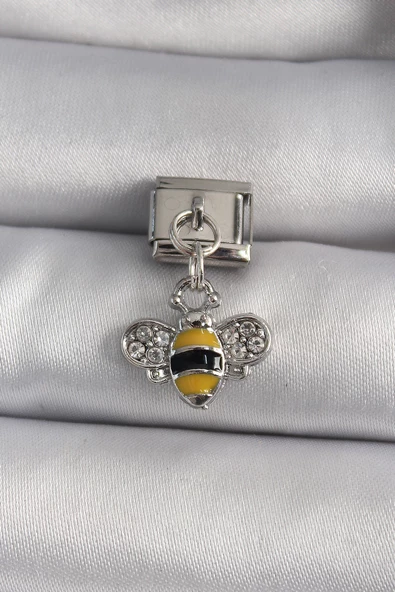 Gümüş Renk Sallantı Zirkon Taşlı Arı Model Nomination Charm - EBJ250113W30366 ürün görseli