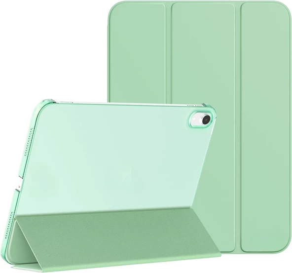 İpad 10. Nesil 10.9 / A16 2025 Uyumlu Kılıf Uyku Modlu Pu Deri Smart Standlı A2696 A2757 A3355 A3356  AÇIK YEŞİL ürün görseli 1