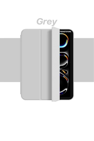 Apple Ipad Pro 11 Inç M4 2024 Kılıf Flip Smart Standlı Akıllı Kapak Uyku Modlu Smart Cover Case  GRİ - 2