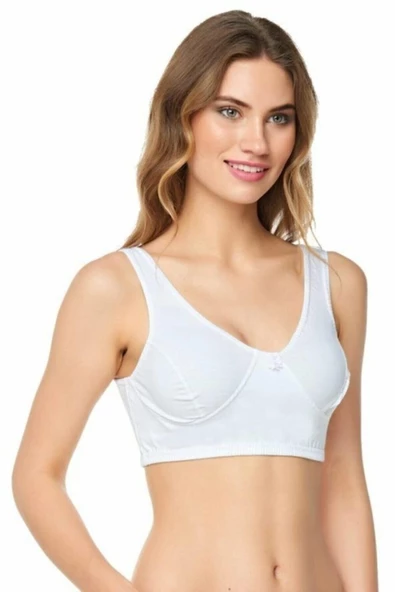 2 Adet Kapalı Paket %100 Pamuk Penye Yarım Atlet Beyaz Lambada Sütyen Tutku - Resim 2