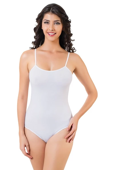 5 MEVSİM Seher Kadın Beyaz Pamuk İp Askılı Kancalı Body Zıbın 2'li Paket