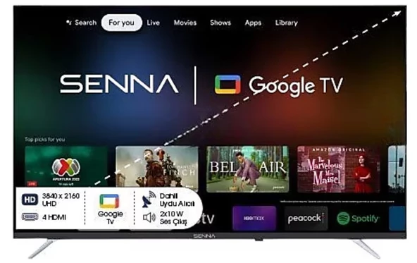 Senna 55SNF9000U 4K Ultra HD 55" 140 Ekran Uydu Alıcılı Google Smart LED TV