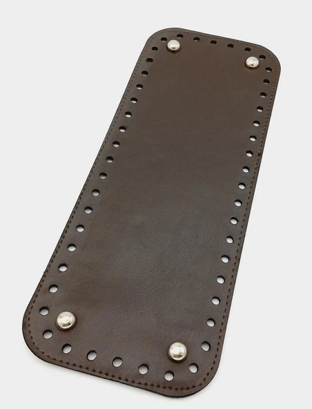 Çanta Aksesuar Suni Deri Kahverengi 30X12 cm Dikdörtgen Çanta Tabanı (Gümüş Aparatlı)