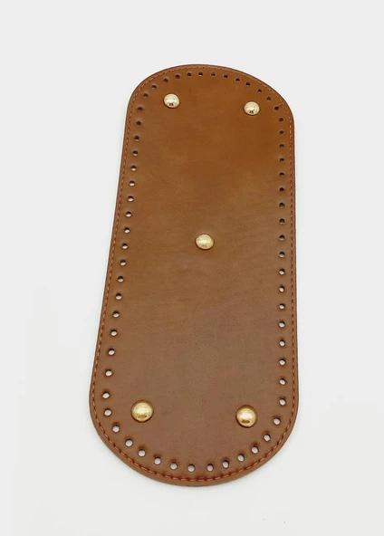 Çanta Aksesuar Suni Deri Taba Renk 30X12 cm Oval Çanta Tabanı (Light Gold Aparatlı)