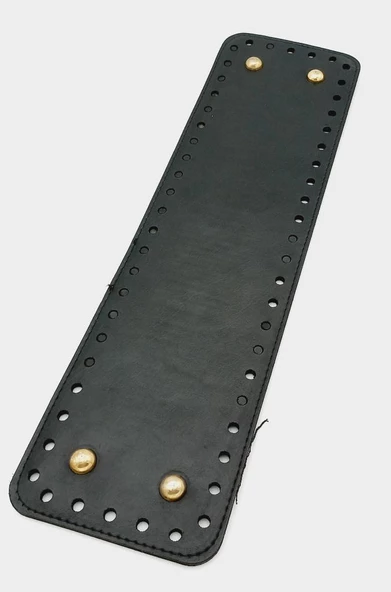 Çanta Aksesuar Suni Deri Siyah Renk 35X10 cm Dikdörtgen Çanta Tabanı (Light Gold Aparatlı)