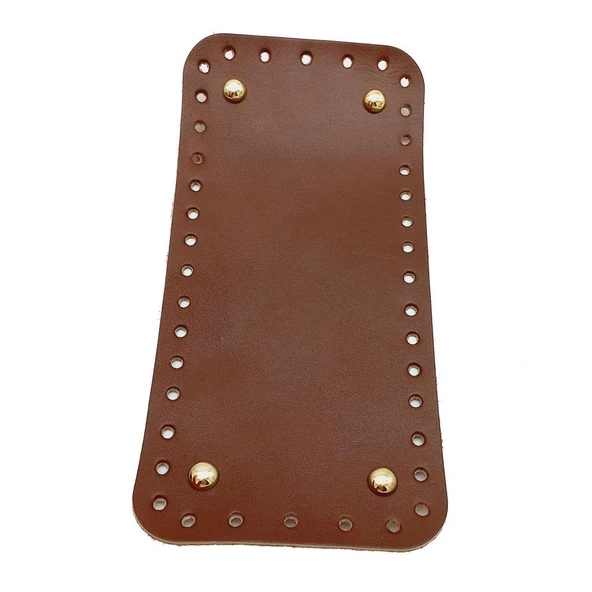 Çanta Aksesuar Gerçek Deri Kızıl Kahve 25X12 cm Dikdörtgen Light Gold Metalli Çanta Tabanı