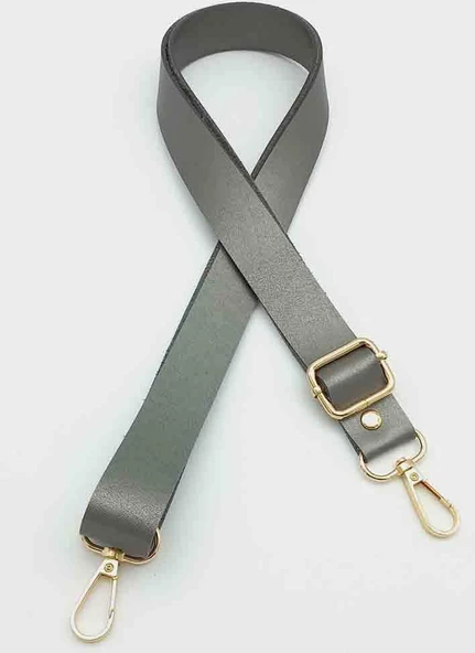 Çanta Aksesuar Suni Deri Ayarlı Çanta Sapı 120X2.4 Cm Parlak Gri Light Gold Metal