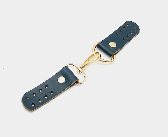 Çanta Aksesuar Gerçek Deri Kancalı Böce (Kilit) Lacivert Light Gold Metalli
