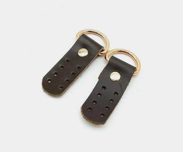 Çanta Aksesuar Gerçek Deri Kahverengi Sapucu (Böce) Light Gold Metalli - 1