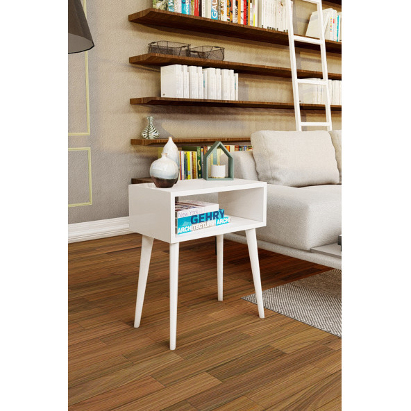 Yeni Konsept Beyaz Başucu Yan Sehpa Komodin - 2