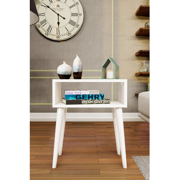 Yeni Konsept Beyaz Başucu Yan Sehpa Komodin - 4