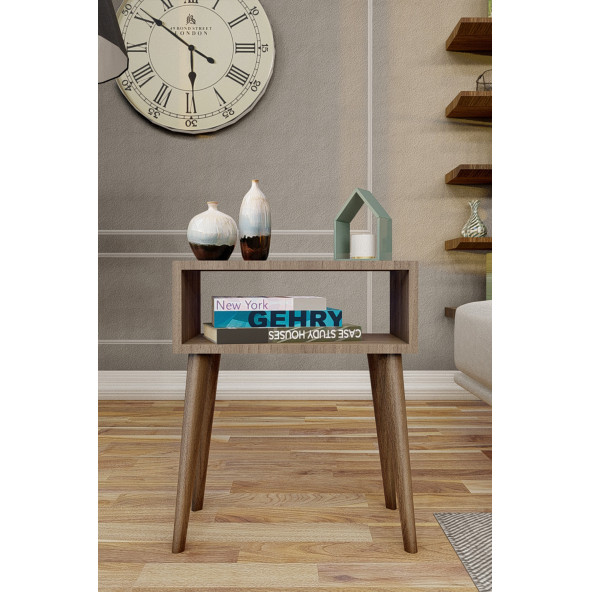 Yeni Konsept Ceviz Başucu Yan Sehpa Komodin