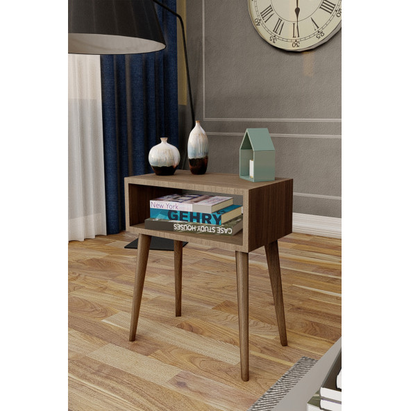 Yeni Konsept Ceviz Başucu Yan Sehpa Komodin - 2