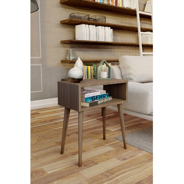 Yeni Konsept Ceviz Başucu Yan Sehpa Komodin - 3