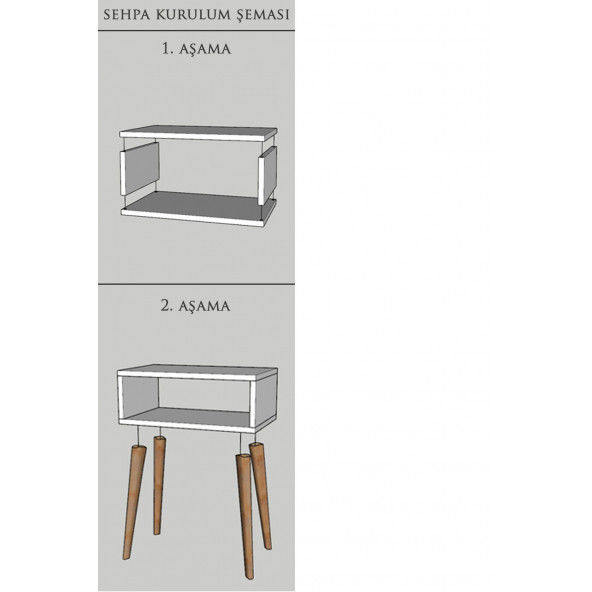 Yeni Konsept Ceviz Başucu Yan Sehpa Komodin - 6