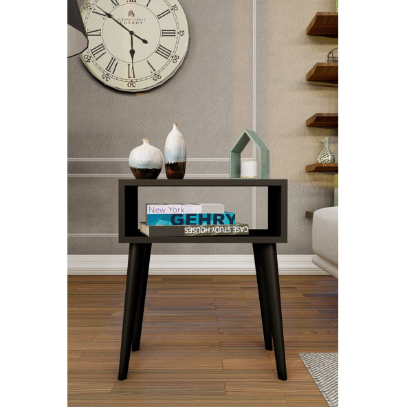 Yeni Konsept Siyah Başucu Yan Sehpa Komodin - 3