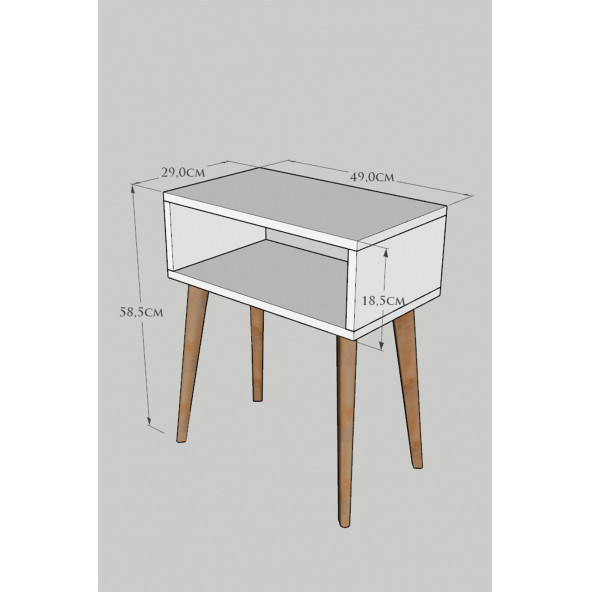 Yeni Konsept Antrasit Başucu Yan Sehpa Komodin(Beyaz Ayak) - 5