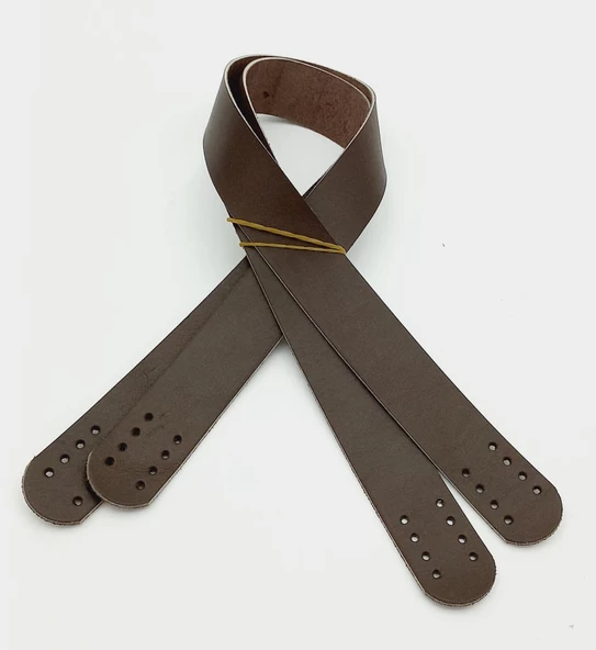 Çanta Aksesuar Kahverengi Gerçek Deri 60X3 Cm Çift Sap