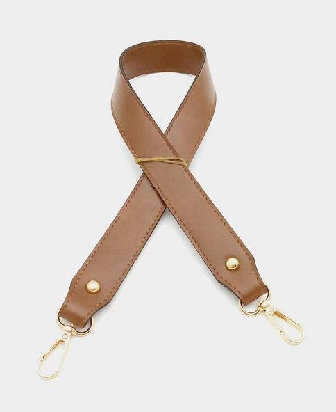 Çanta Aksesuar Suni Deri Kalın Sap 70X3,3 Cm Taba Light Gold Metalli