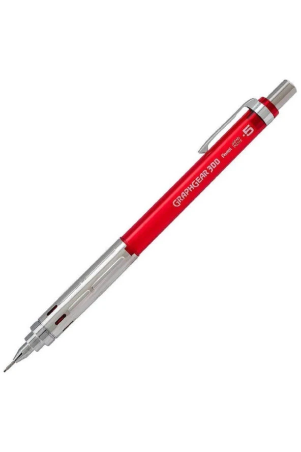 Pentel GraphGear 300 Teknik Çizim ve Yazı Versatil Kalem 0.5 mm Kırmızı
