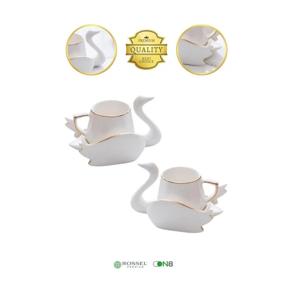 KRD HOME KUĞU KAHVE FİNCAN TAKIMI 2'Lİ KRD-3557 - 3