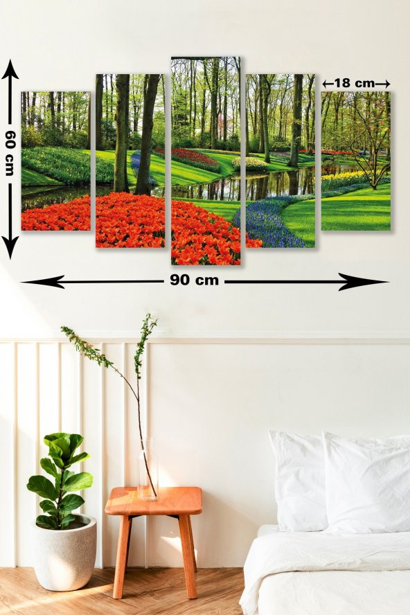 5 Parça Emirgan Korusu Desenli MDF Duvar Tablosu - 2
