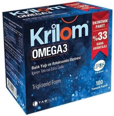 Krilom Omega-3 Astaksantin Soft Jel 100 Kapsül