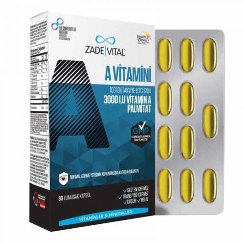 Zade Vital A Vitamini 3000 mg 30 Kapsül