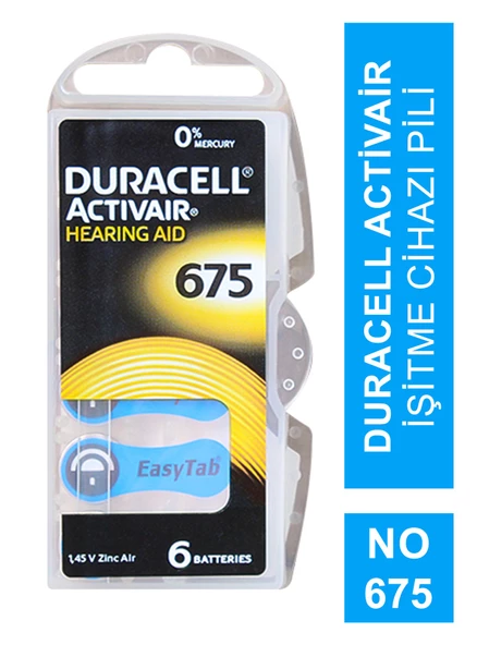 Duracell Activair İşitme Cihazı Pili 6'lı No: 675 - 1