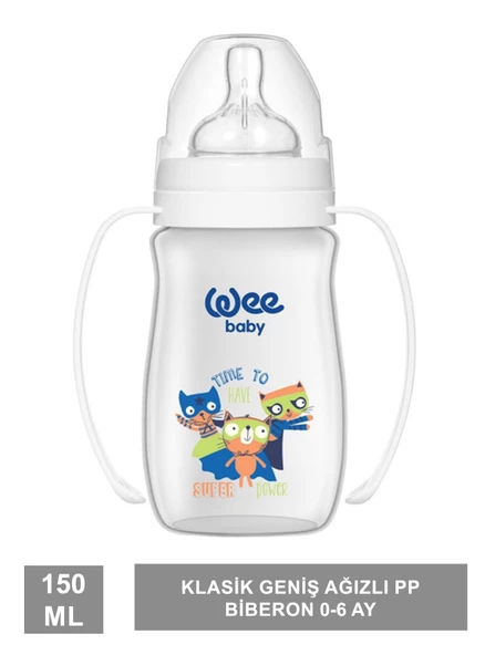 Wee Baby Klasik Geniş Ağızlı PP Biberon 0-6 Ay 150 ml - 135 -Beyaz