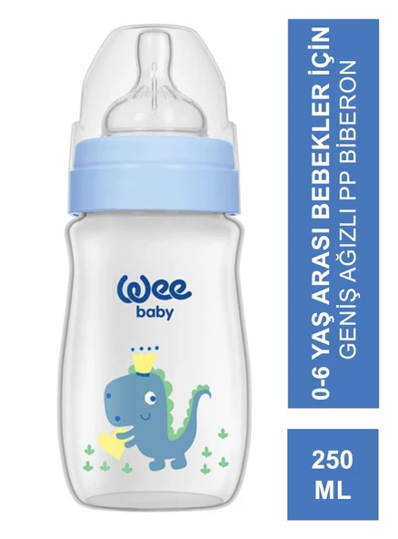 Wee Baby Klasik Geniş Ağızlı PP Biberon 0-6 Ay 250 ml - 136 -Mavi