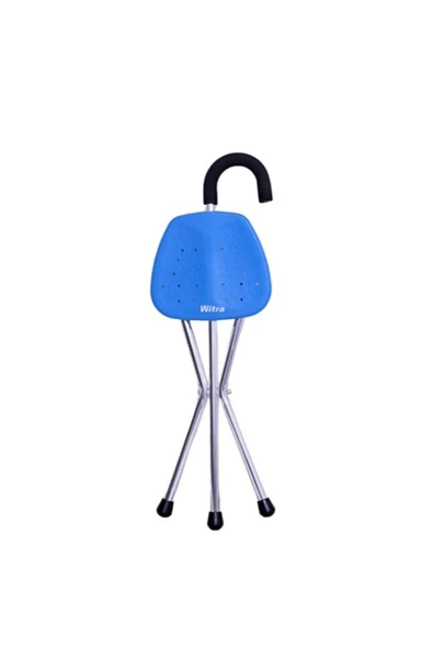 EMEK SAĞLIK GENİŞ MAVİ Oturaklı Alüminyum Medikal Baston Tabureli Yürüme Hasta Denge - Resim 2