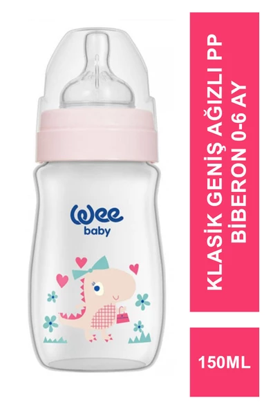 Wee Baby Klasik Geniş Ağızlı PP Biberon 0-6 Ay 150 ml - 135 -Pembe
