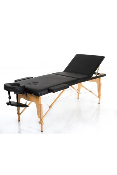 NATURACHİ Katlanabilir 3 Parçalı Ahşap Masaj Masası,çanta Tipi Masaj Yatağı Siyah Restpro Vip 3