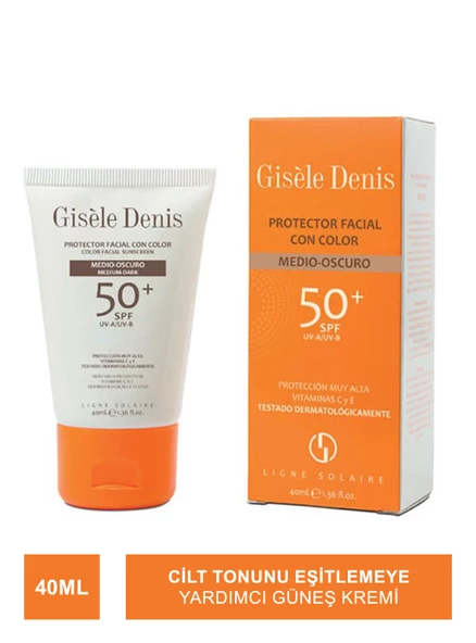 Gisele Denis Color Facial Sunscreen Spf50+ Medium/Dark Yüz İçin Renkli Güneş Koruma Kremi  40 ml