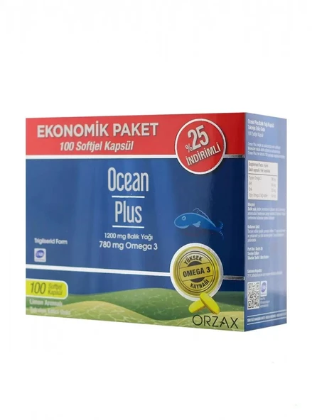 Ocean Plus 1200mg Limon Aromalı Takviye Edici 100 Kapsül | Ekonomik Paket