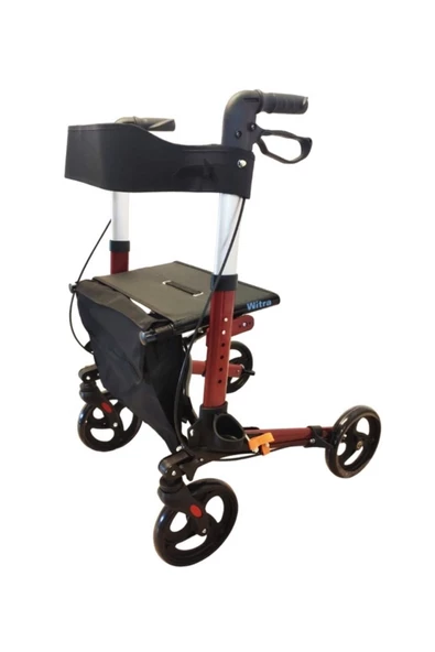 EMEK İTHAL KIRMIZI Tekerlekli Lüks Rolatör Tekerlekli Walker Yürüteç Rollatör Garantili - Resim 4