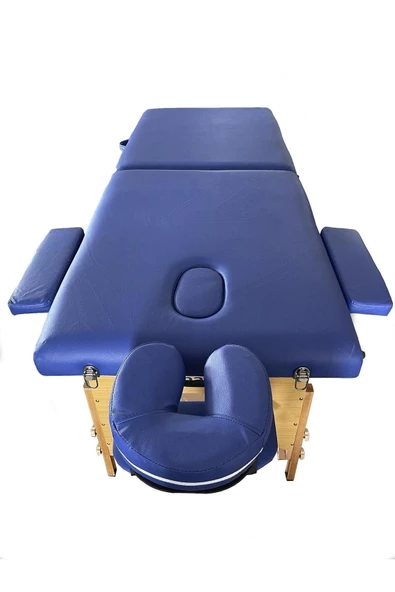 FİZYOMALZEME MAXİ Katlanabilir Ahşap Masaj Masası,Çanta Tipi Masaj ve Tedavi Yatağı Mavi