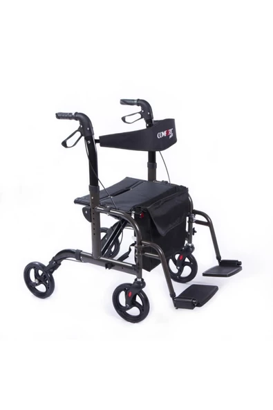 MEDİKALBİRLİK Comfort Plus DM-9124 Lüx Ayak Pedallı Alüminyum Rolatör (Hem Rolatör Hem Tekerlekli Sandalye) - Resim 3