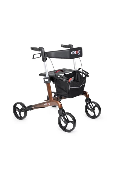 MEDİKALBİRLİK Comfort Plus Spırıt X4 Carbon Fiber Rolatör Yürüteç Kahverengi ürün görseli 1