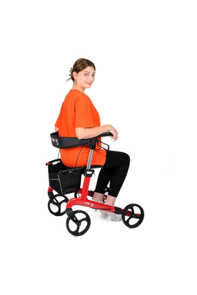 MEDİKALBİRLİK Comfort Plus Spırıt X4 Carbon Fiber Rolatör Yürüteç Kırmızı - Resim 7