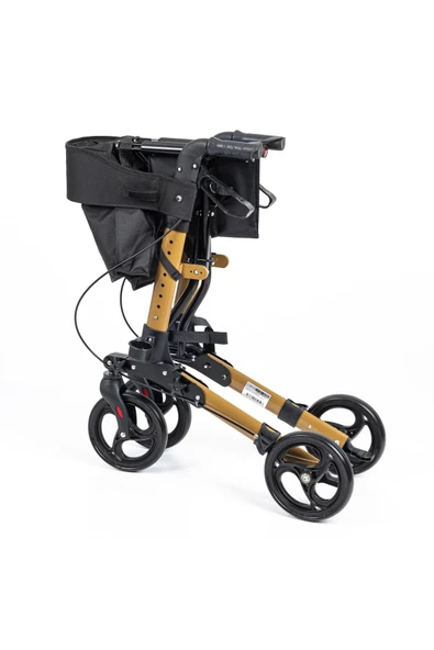 MEDİKALBİRLİK MD-9102 Altın Renk Lüx Alüminyum Rolatör Tekerlekli Yürüteç - Resim 4