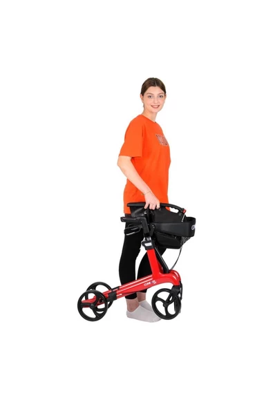 MEDİKALBİRLİK Comfort Plus Spırıt X4 Carbon Fiber Rolatör Yürüteç Kırmızı - Resim 8