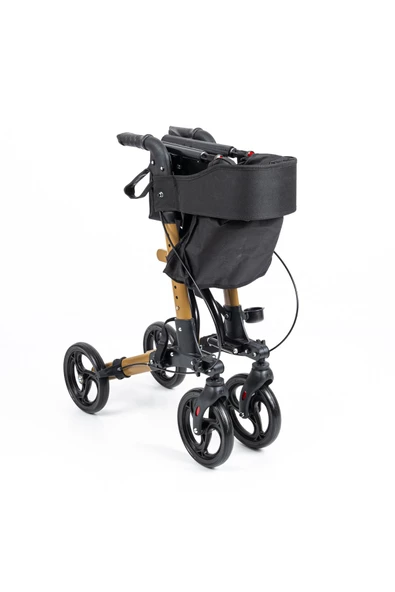 MEDİKALBİRLİK MD-9102 Altın Renk Lüx Alüminyum Rolatör Tekerlekli Yürüteç - Resim 7