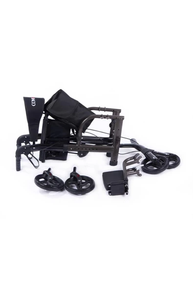 MEDİKALBİRLİK Comfort Plus DM-9124 Lüx Ayak Pedallı Alüminyum Rolatör (Hem Rolatör Hem Tekerlekli Sandalye) - Resim 8