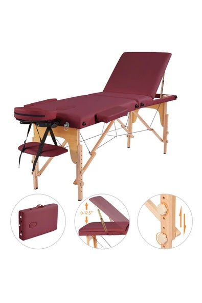 HEDEF MEDİKAL İthal Lüx Ahşap Katlanabilir 3 Parça Çanta Tipi Masaj Masası - 2