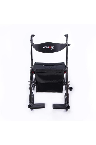 MEDİKALBİRLİK Comfort Plus DM-9124 Lüx Ayak Pedallı Alüminyum Rolatör (Hem Rolatör Hem Tekerlekli Sandalye) - Resim 5